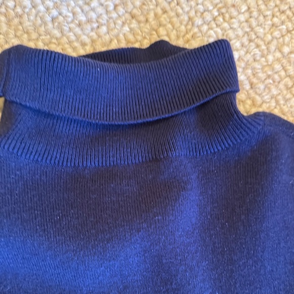 Womans Nordstrom Large Navy Turtleneck Sweater- Cashmere/Cotton Blend - Picture 3 of 7